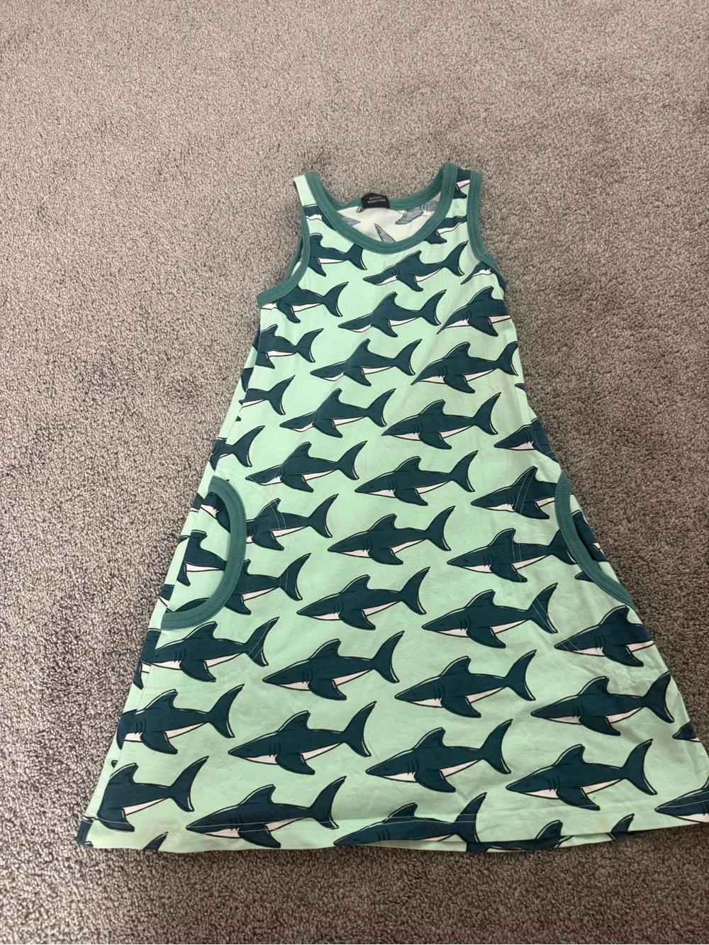 Maxomorra Shark Print Tank Dress Sz 122-128cm (7-8)